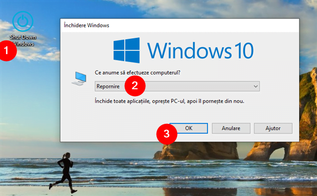 Cum reporneÈ™ti Windows 10 folosind scurtÄƒtura noastrÄƒ Shut Down Windows
