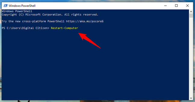 Cum reporneÈ™ti Windows 10 folosind Restart-Computer Ã®n PowerShell