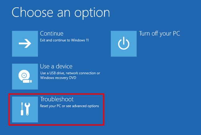 Alege Troubleshoot