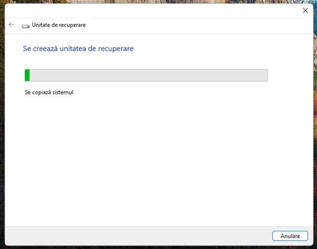 Crearea unei unitÄƒÈ›i de recuperare Ã®n Windows 11