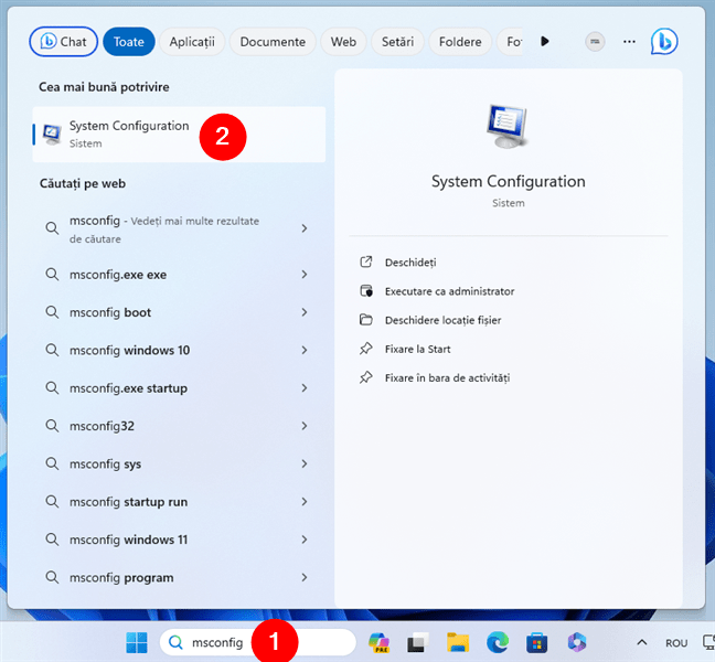 Deschide msconfig (System Configuration) Ã®n Windows 11