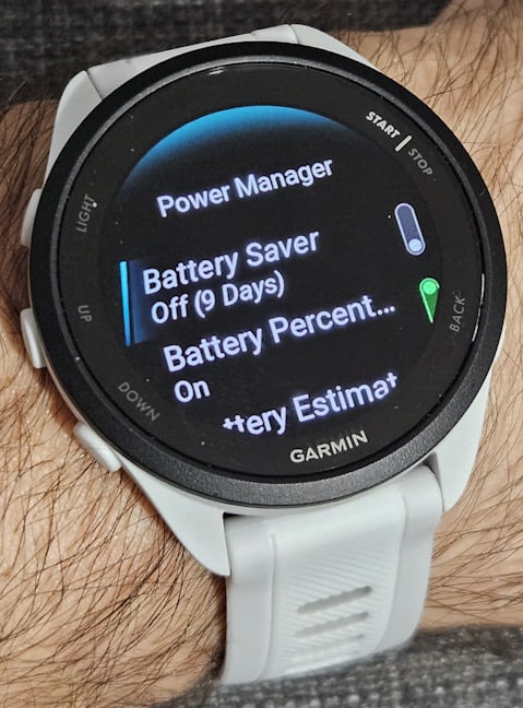 Power Manager pe Garmin Forerunner 165 Music