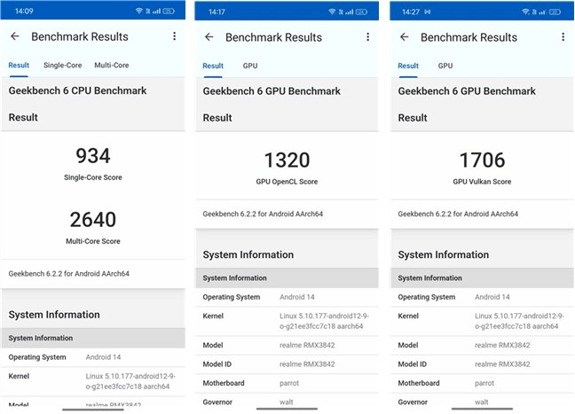 Rezultate în Geekbench 6