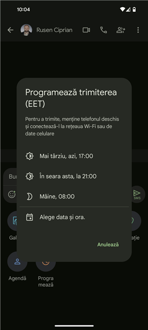 Alege o zi È™i o orÄƒ predefinite sau Alege data È™i ora