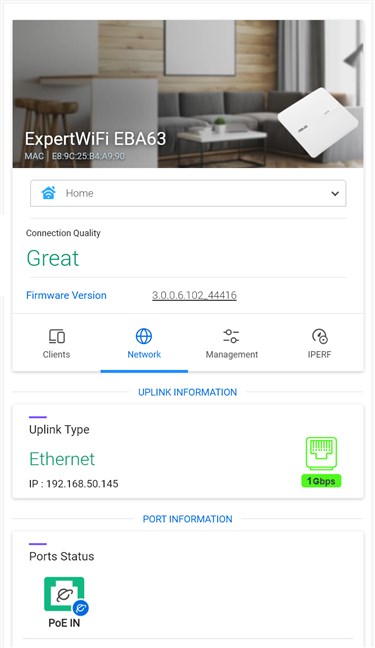ASUS ExpertWiFi EBA63 oferÄ compatibilitate PoE