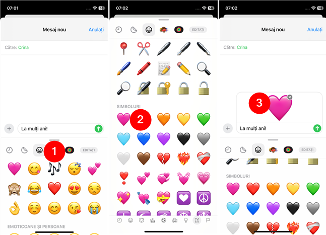 Cum sÄ incluzi un abÈibild emoji într-un mesaj pe iPhone