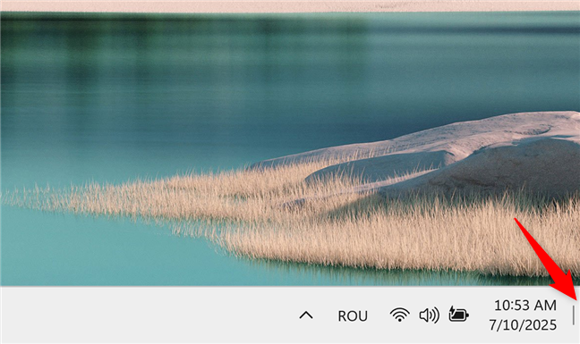 Butonul AfiÈare desktop din dreapta barei de activitÄÈi în Windows 11