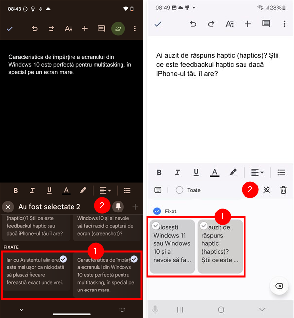 Cum anulezi fixarea mai multor elemente la clipboardul din Android