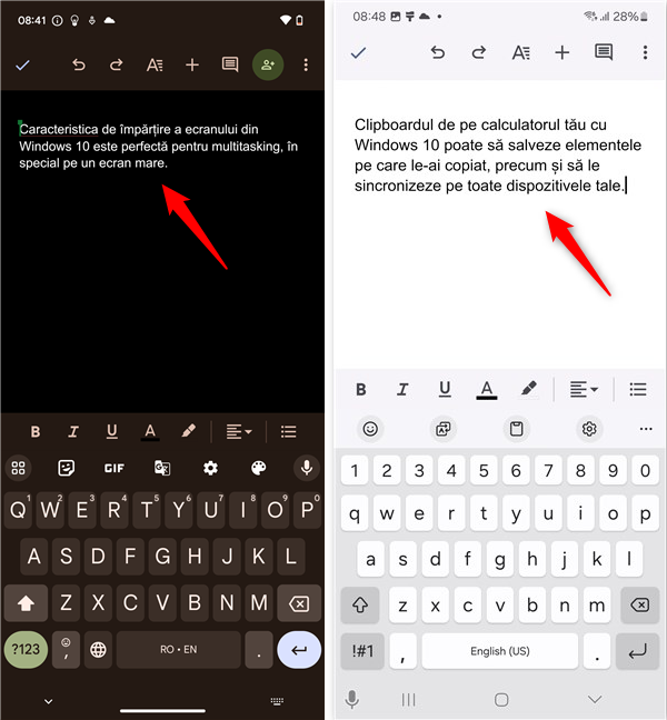 ConÈinutul a fost lipit din clipboard