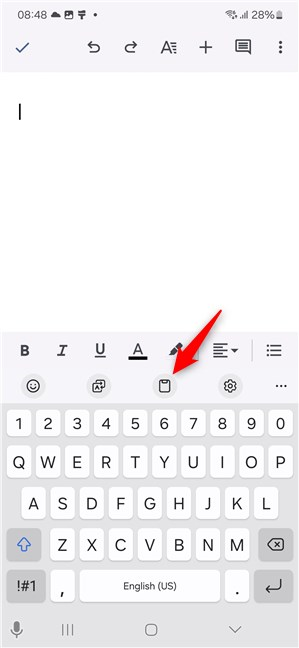Cum deschizi clipboardul în Samsung Keyboard