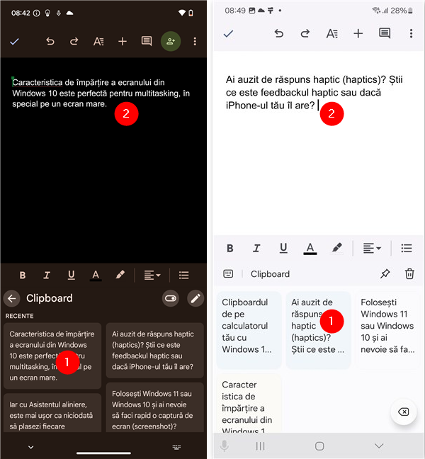 Cum lipeÈti un element din clipboard pe Android