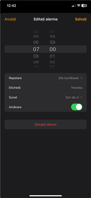 Ecranul EditaÈi alarma