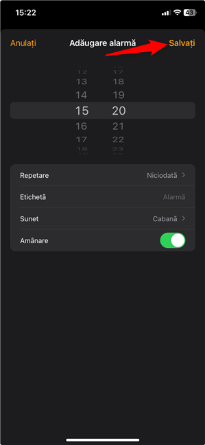 Cum setezi sunetul alarmei pe un iPhone