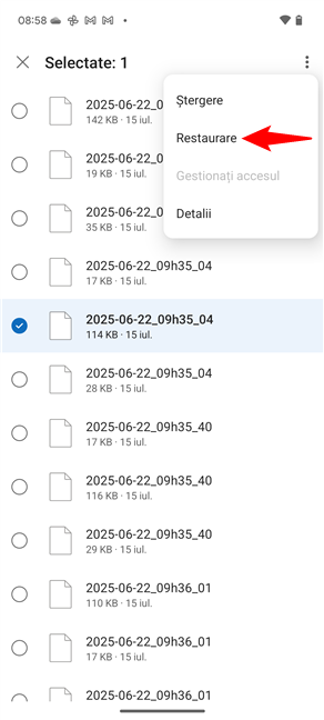 RecupereazÄ fiÈierele Èterse din aplicaÈia OneDrive pentru Android