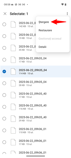Èterge permanent un fiÈier din CoÈul de reciclare al OneDrive