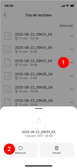 RecupereazÄ un fiÈier din CoÈul de reciclare al OneDrive