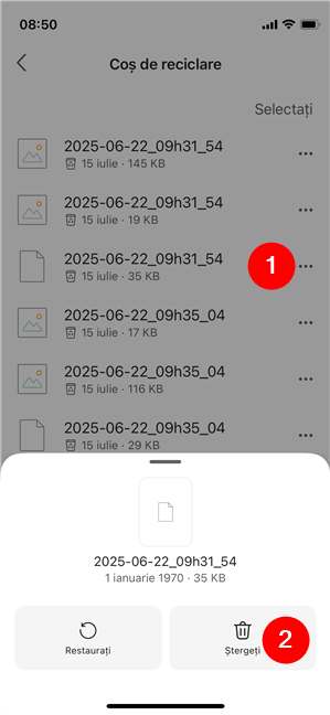 Cum Ètergi permanent un fiÈier din CoÈul de reciclare al OneDrive