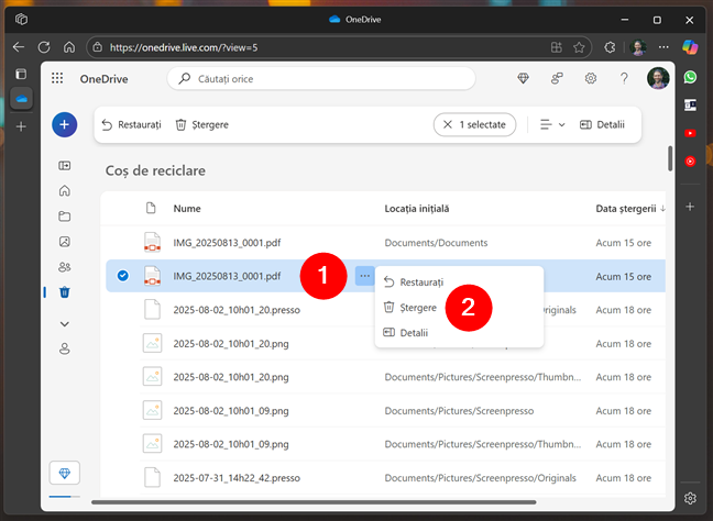ApasÄ butonul cu trei puncte Èi apoi alege Ètergere