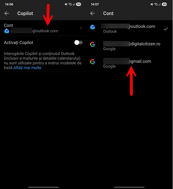 ApasÄ pe contul principal de email Èi selecteazÄ-l pe urmÄtorul
