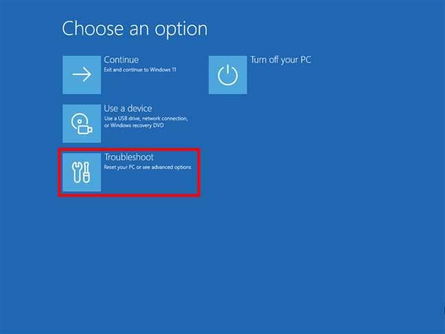 SelecteazÄ Troubleshoot (Depanare)