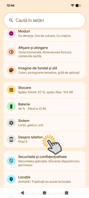 Ãn SetÄri, acceseazÄ Despre telefon