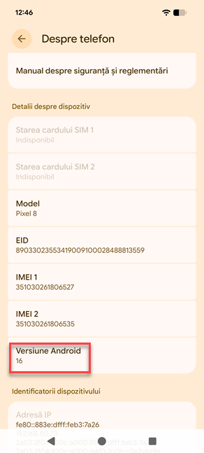 VerificÄ versiunea de Android