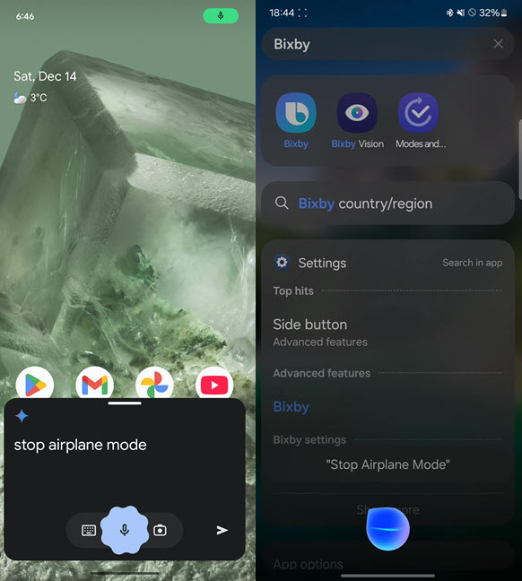 Cere-i lui Gemini sau lui Bixby sÄ opreascÄ Mod Avion