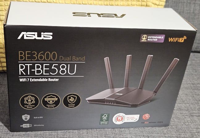Ambalajul lui ASUS RT-BE58U include materiale reciclate