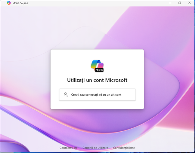 Microsoft 365 Copilot Ã®È›i cere un cont Microsoft