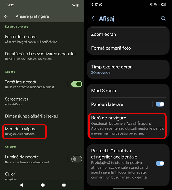 ApasÄ pe Mod de navigare sau pe BarÄ de navigare
