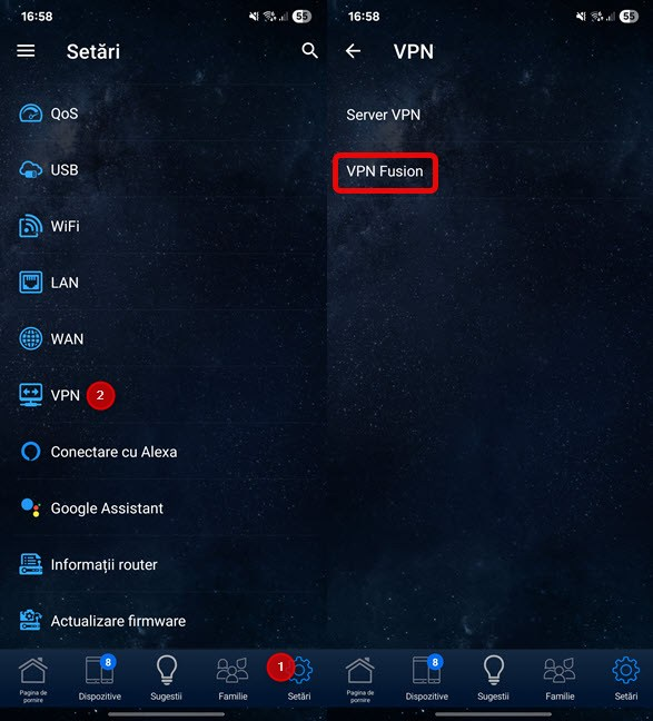 AcceseazÄ SetÄri > VPN > VPN Fusion