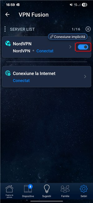 Ãnainte de a modifica un profil VPN Fusion, dezactiveazÄ-l
