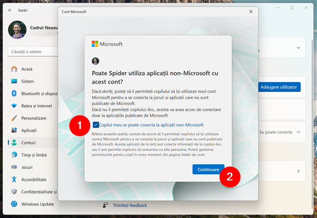 Decide dacÄƒ cel mic se poate conecta la aplicaÈ›ii non-Microsoft