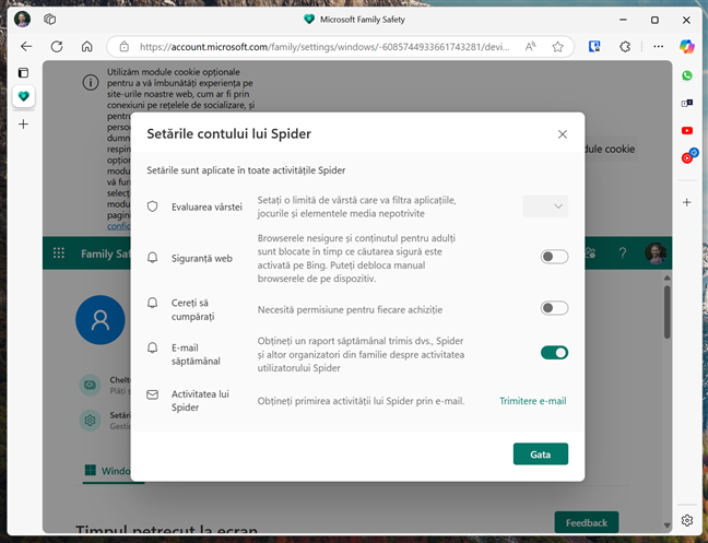 SetÄƒrile pentru SiguranÈ›a familiei sunt disponibile online