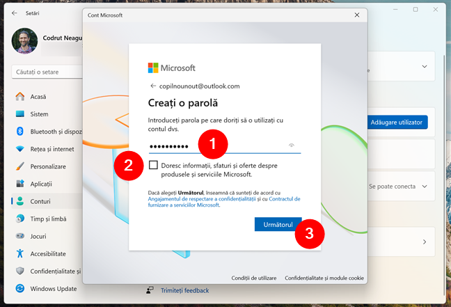 Introdu o parolÄƒ puternicÄƒ pentru contul copilului
