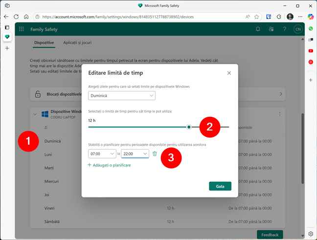 Cum setezi o limitÄƒ de timp pentru un dispozitiv cu Windows