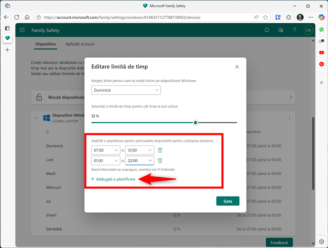 AdaugÄƒ un program pentru limitele de timp ale unui dispozitiv
