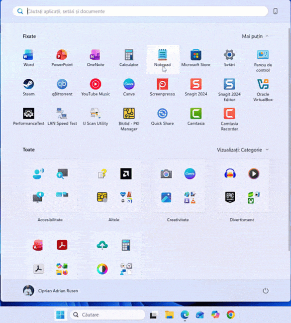 Crearea unui folder în Meniul Start din Windows 11