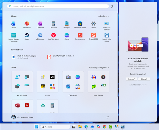 AÈa aratÄ noul Meniu Start din Windows 11