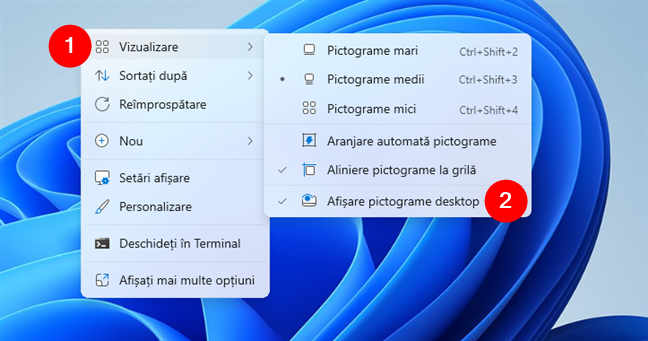 Cum afiÈezi sau ascunzi pictogramele de pe desktop în Windows 11