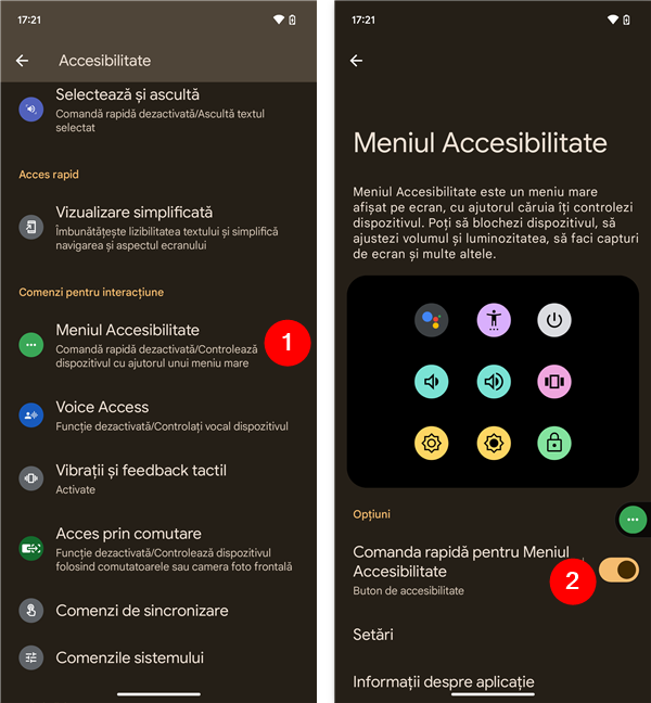 ActiveazÄ scurtÄtura pentru Meniul Accesibilitate