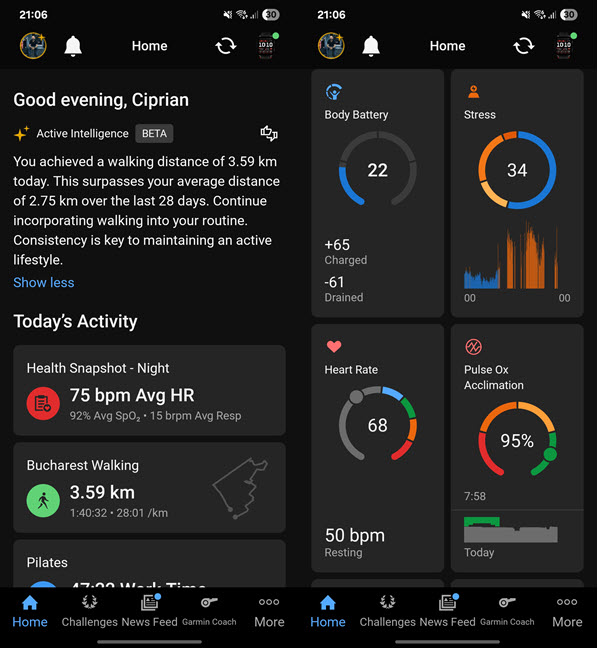 AplicaÈ›ia Garmin Connect