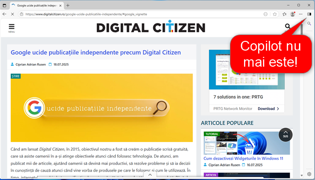 BucurÄƒ-te de Microsoft Edge fÄƒrÄƒ Copilot!