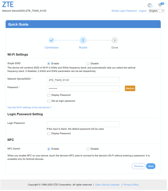 Configurarea reÈelei Wi-Fi