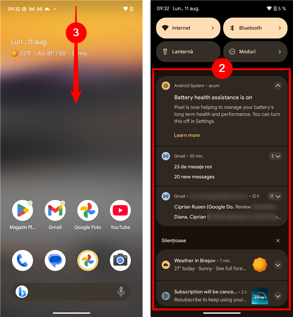 GliseazÄ din partea de sus a ecranului pentru a-Èi vedea notificÄrile