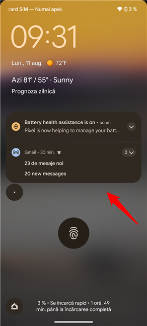 ÃÈi poÈi verifica notificÄrile Èi pe Ecranul de blocare