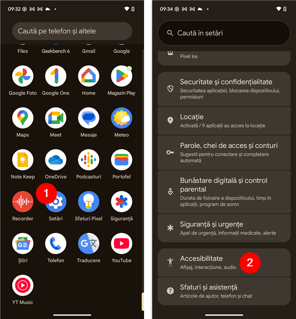 Mergi la Accesibilitate în setÄrile din Android