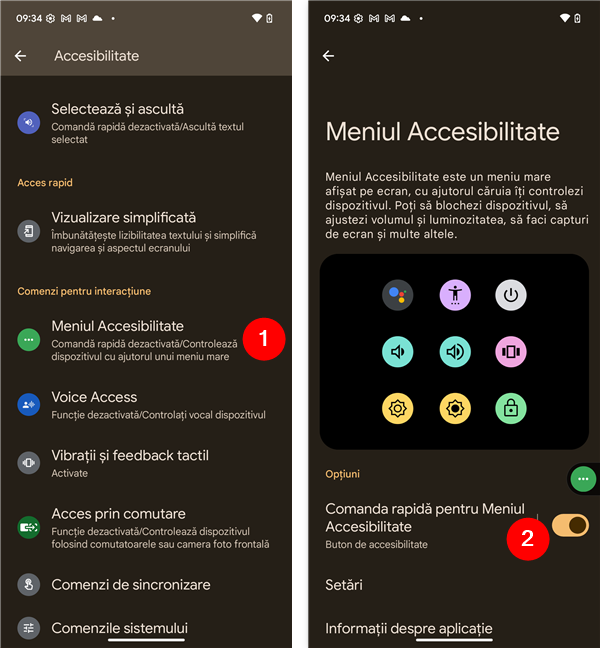 ActiveazÄ Comanda rapidÄ pentru Meniul Accesibilitate