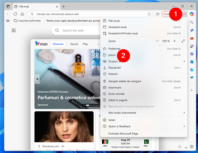 Deschide Istoric Ã®n Microsoft Edge