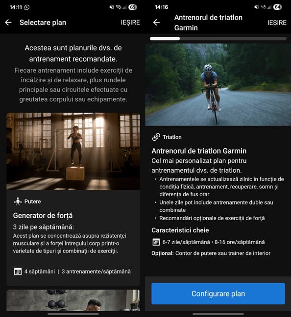 Garmin oferÄ multe planuri de antrenament